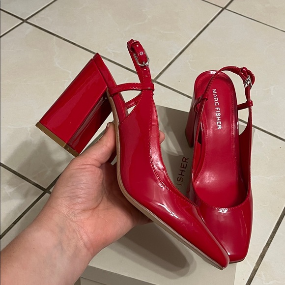 Marc Fisher Glossy Red Slingback Heels - Picture 6 of 11